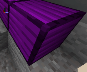 Close-up of a purple custom block generated by Iris