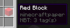 Red Block item and tooltip in the inventory
