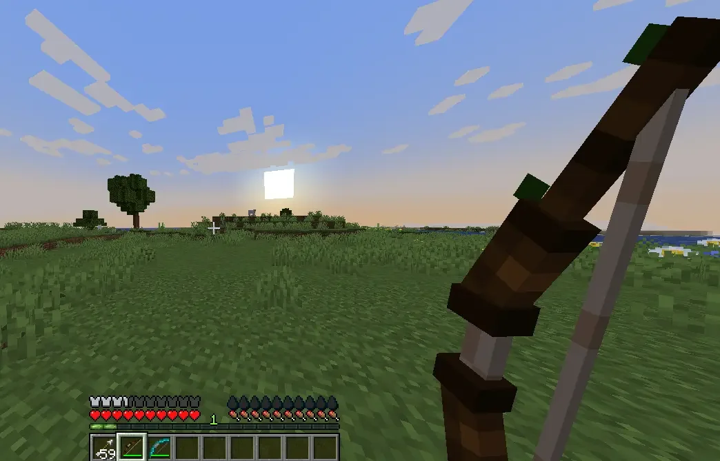 Custom 3D bow being pulled in Minecraft