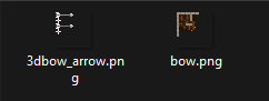 Bow and arrow texture files in the namespace texture folder